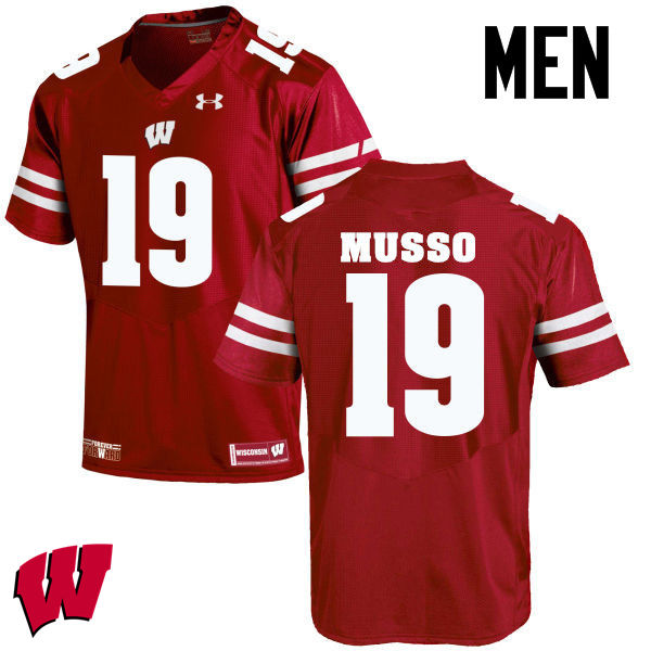 Wisconsin Badgers Men's #19 Leo Musso NCAA Under Armour Authentic Red College Stitched Football Jersey QJ40M87PN